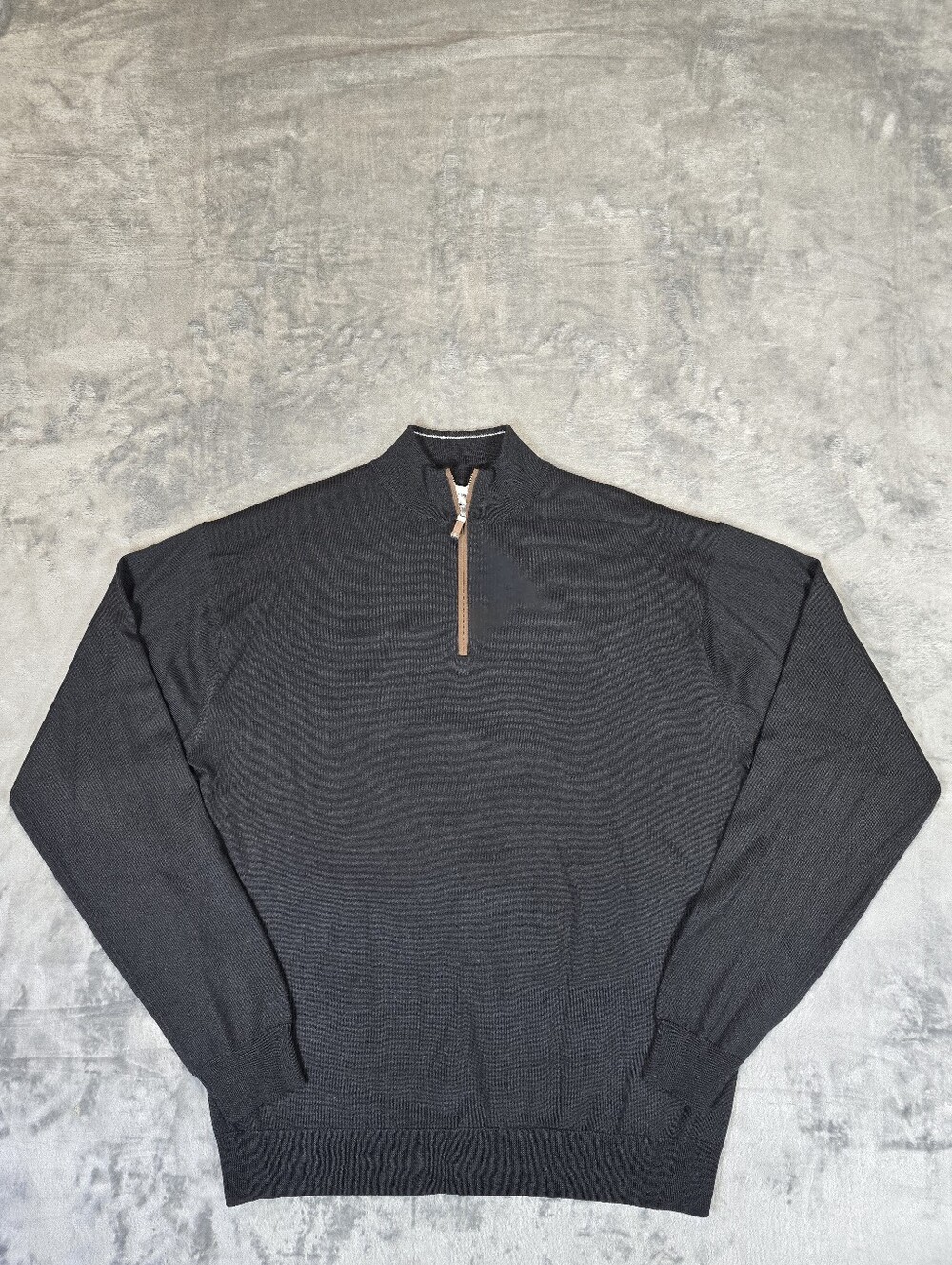Peter Millar 1/4 Zip Merino Wool Sweater Size Large Tall LT Black